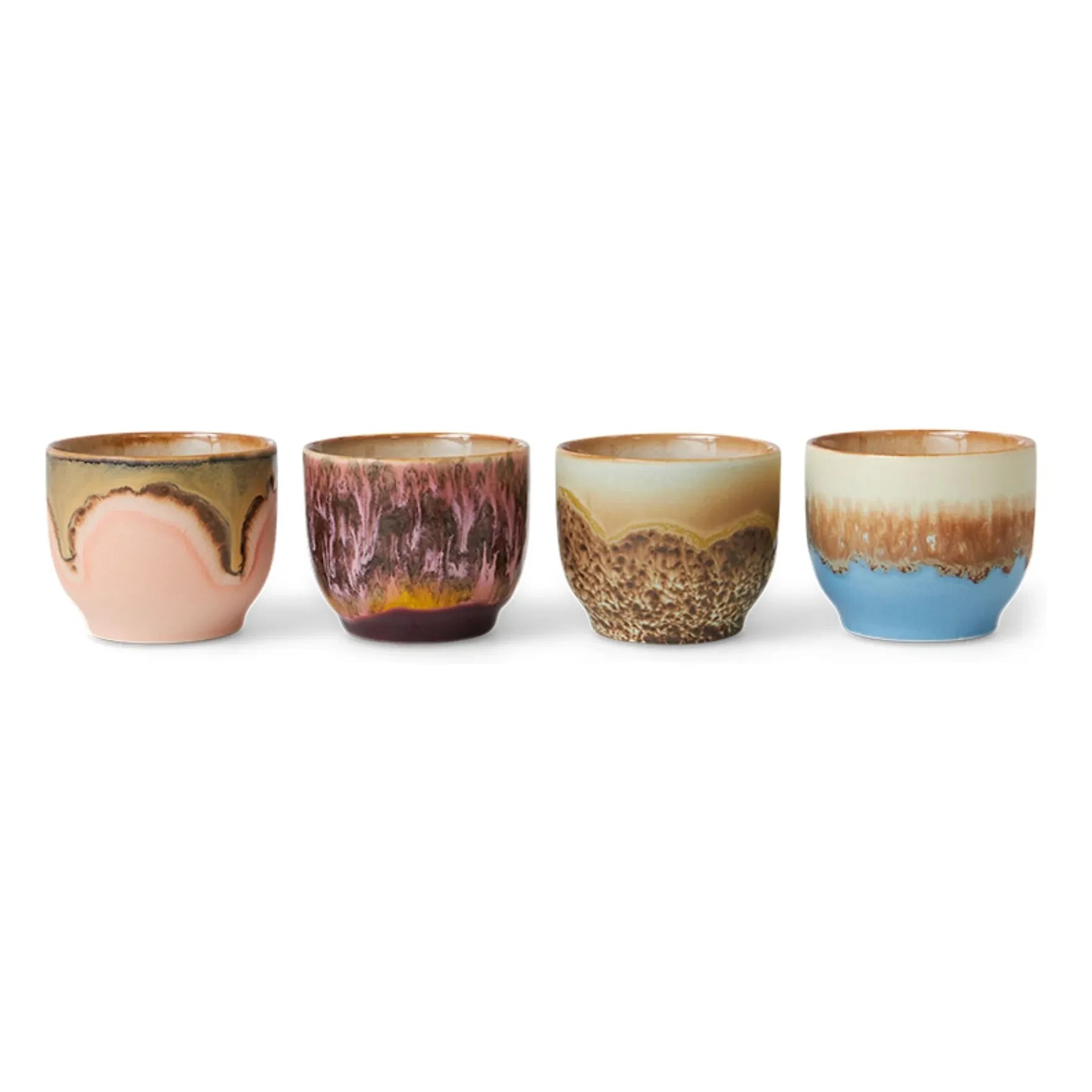 HKliving - Tazas de café de cerámica de gres - Juego de 4 | Multicolor