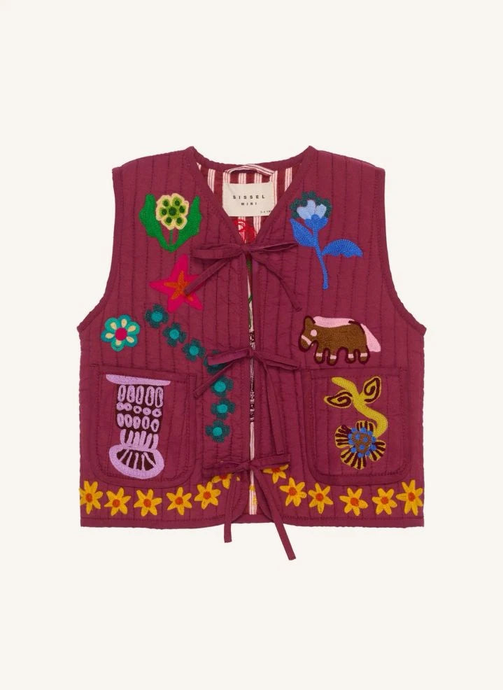 SISSEL EDELBO - Chaleco sin mangas de algodón orgánico Honey - Colección infantil | Morado