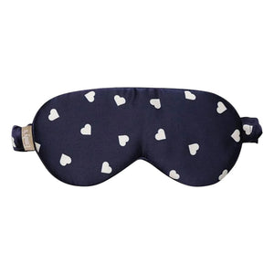 Emily's Pillow - Antifaz de seda de morera estampado con corazón | Azul noche