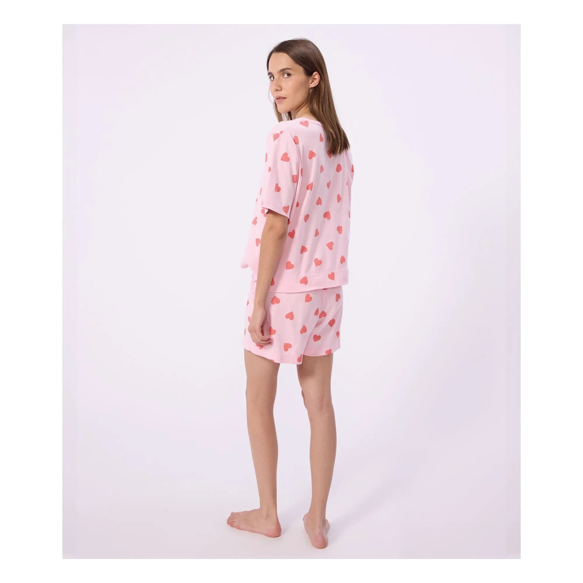 Petit Bateau - Pantalones cortos de pijama con corazones | Rosa