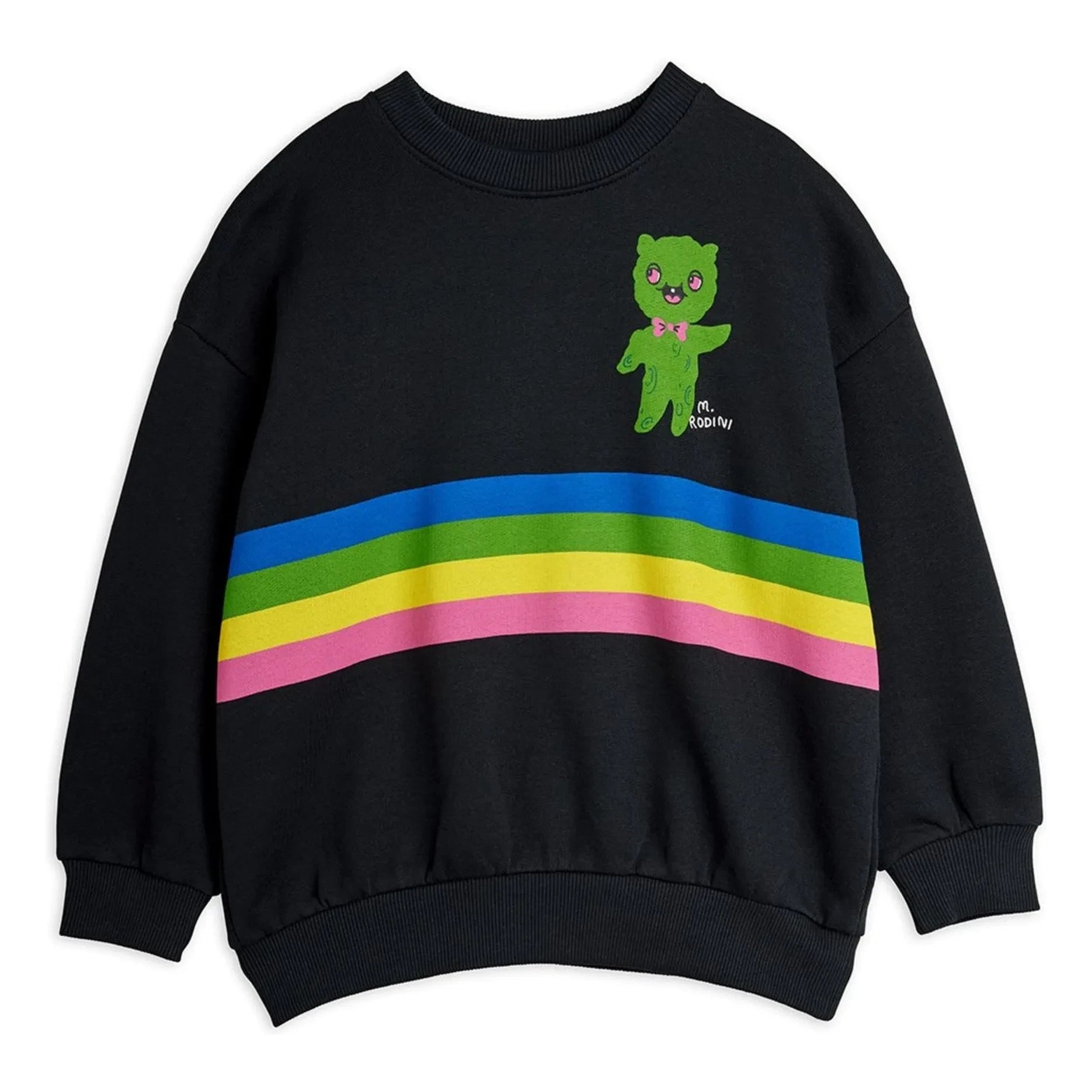 Mini Rodini - Sudadera de algodón orgánico con rayas de alien | Negro