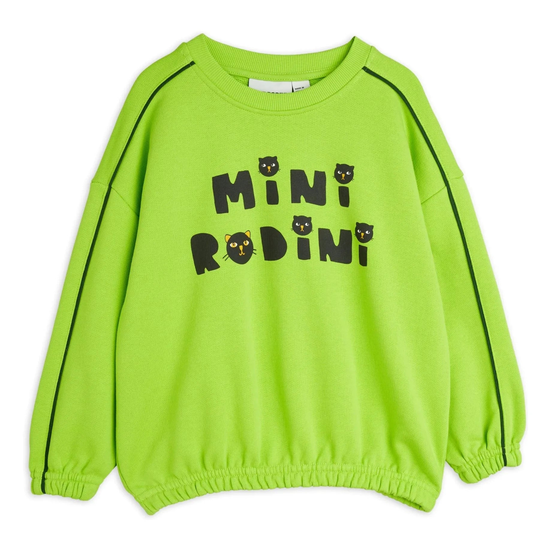 Mini Rodini - Sweat Cat Organik Pamuk | Floresan yeşil