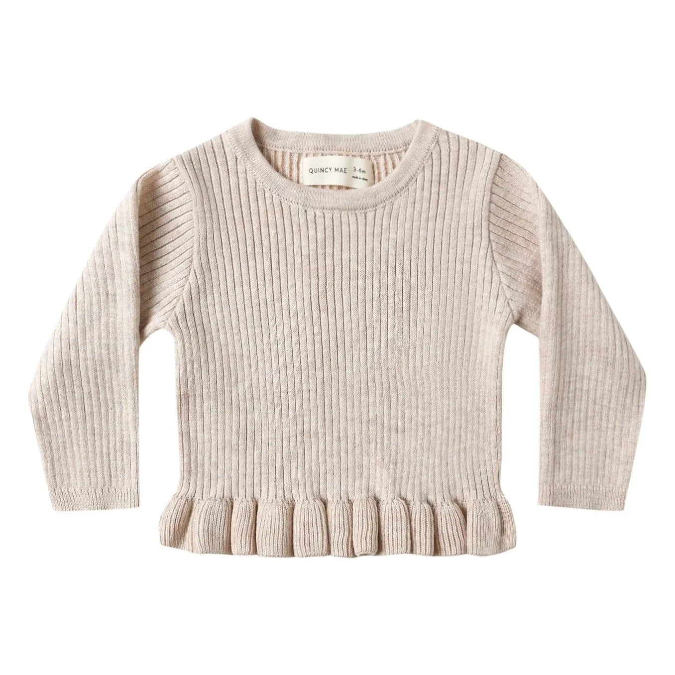 Quincy Mae - Camiseta peplum orgánica de punto acanalado | Avena