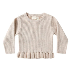 Quincy Mae - Camiseta peplum orgánica de punto acanalado | Avena