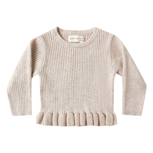 Quincy Mae - Camiseta peplum orgánica de punto acanalado | Avena