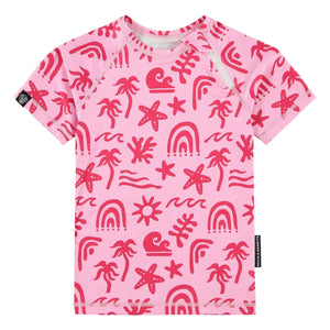 Beach & Bandits - Camiseta de protección UV Tropical Breeze con fibras recicladas | Rosa