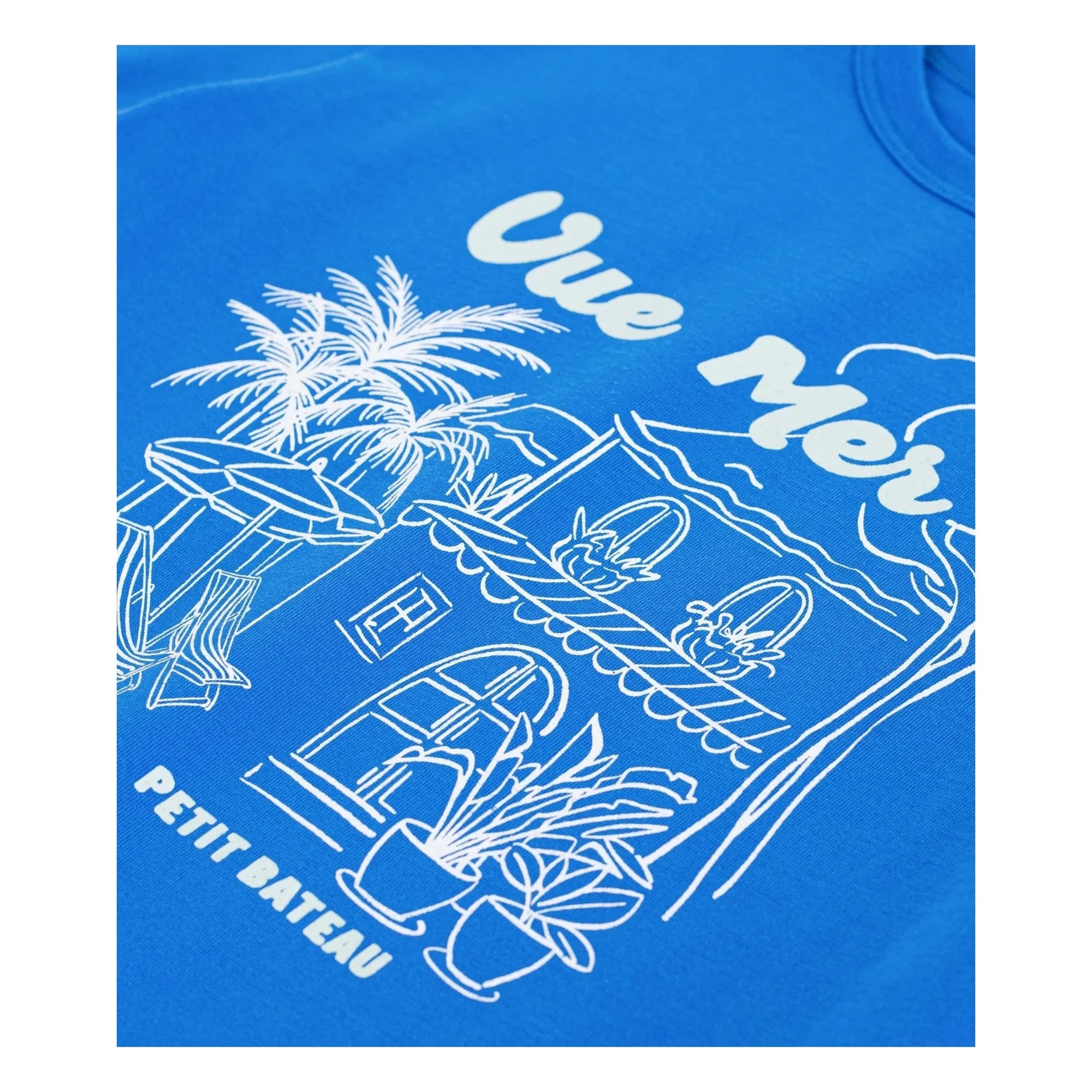 Petit Bateau - Camiseta ancha de algodón orgánico estampado mar | Azul celeste