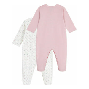 Petit Bateau - Conjunto de pijama de algodón orgánico con estampado de corazones (2 piezas) | Blanco
