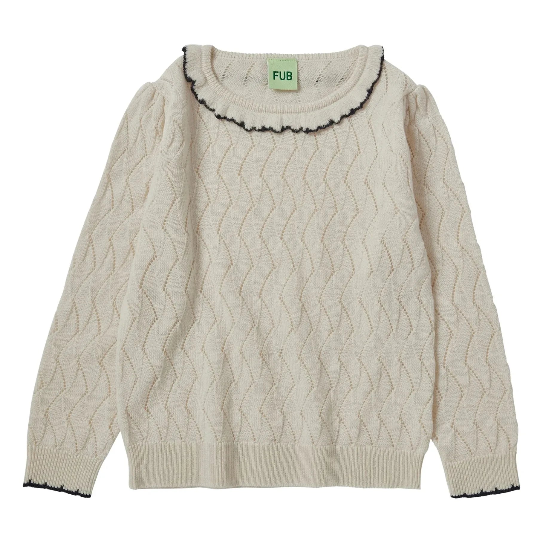 FUB - Jersey Pointelle de punto fino de lana merino | Ecru