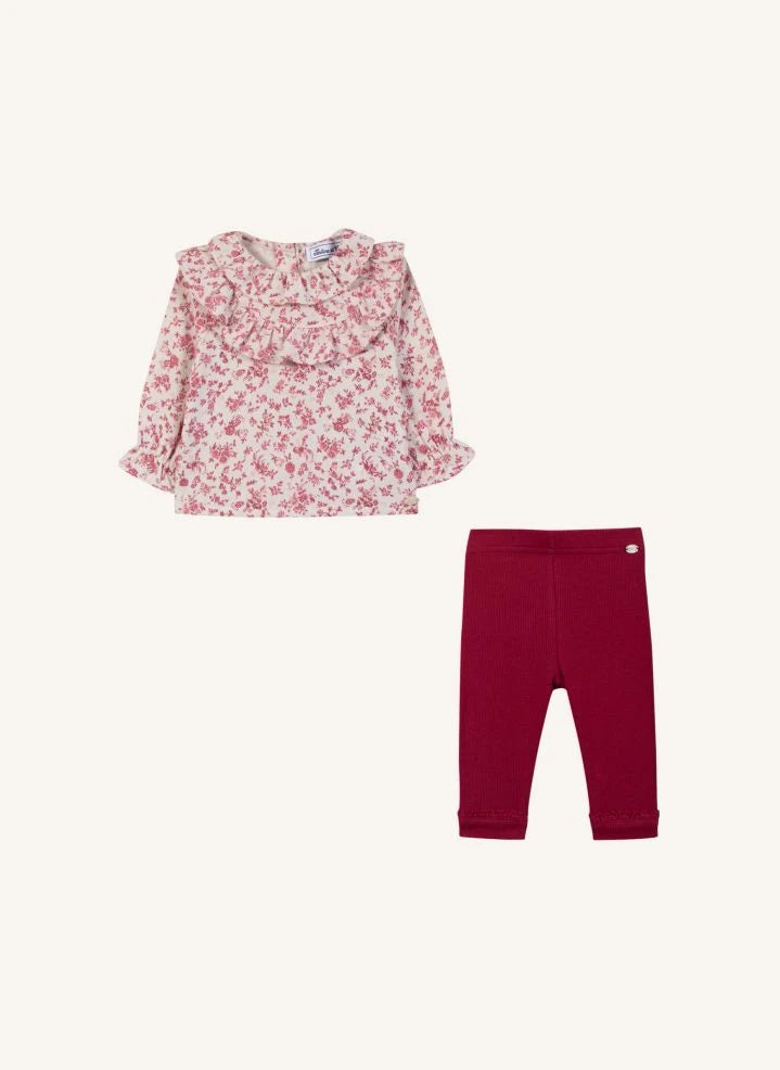 Tartine et Chocolat - Conjunto de blusa y leggings | Rojo cereza