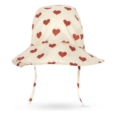 Konges Sløjd - Gorro de algodón orgánico con estampado de corazones Cianna | Crudo