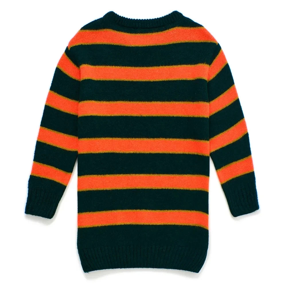 Maison Mangostan - Jersey de punto a rayas con caballo | Verde oscuro