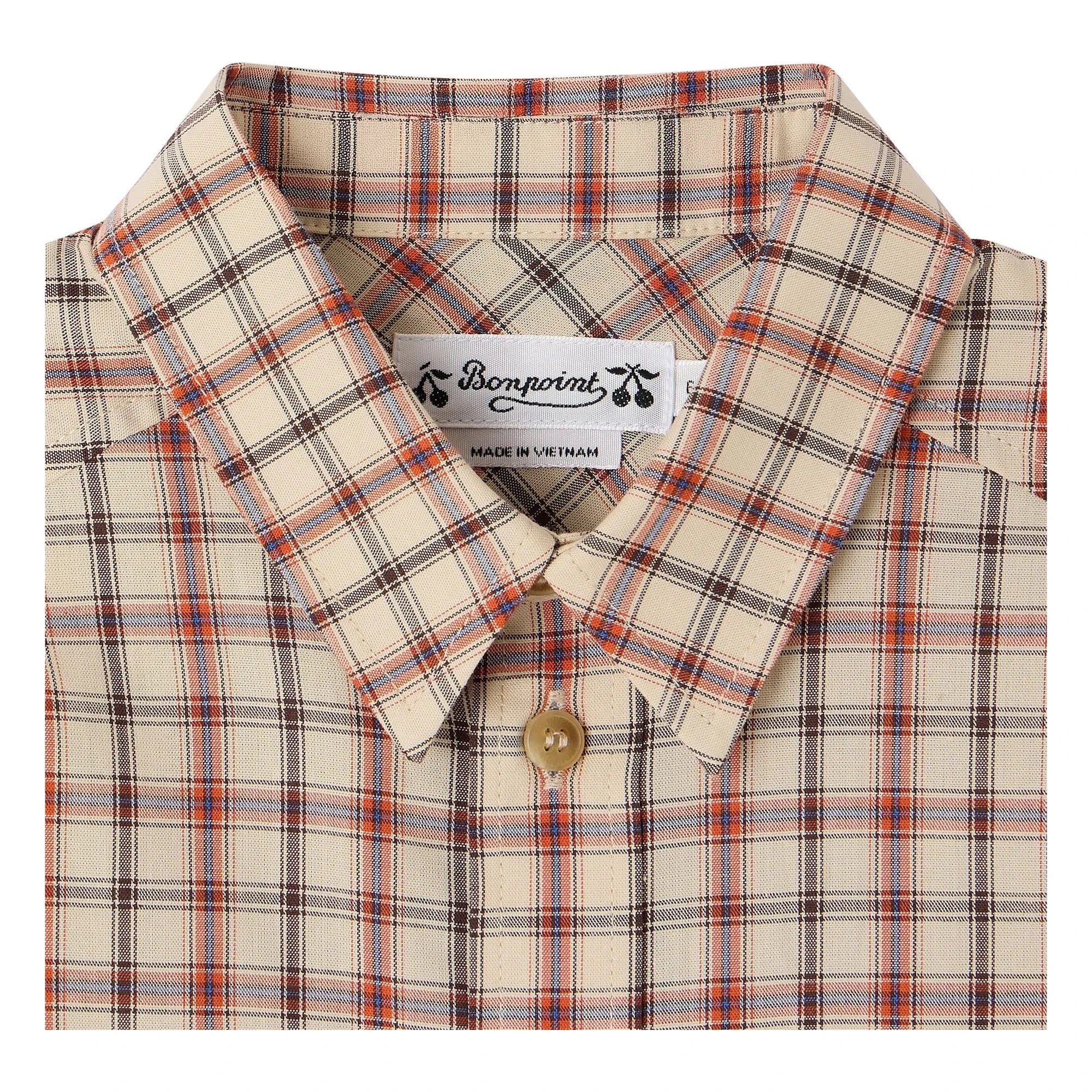 Bonpoint - Camisa Marceau de Algodón Orgánico a Cuadros | Beige