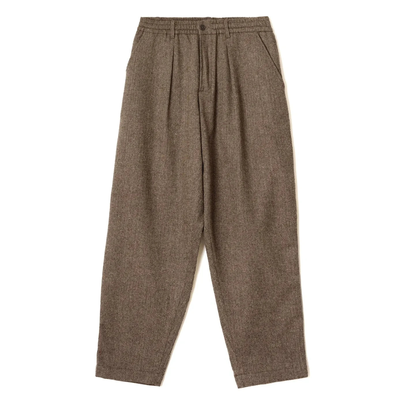 Universal Works - Pantalón de lana con pliegues | Marrón topo