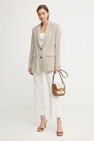 Max&Co. blazer de lino de un botón para mujer MCOSTAMPA