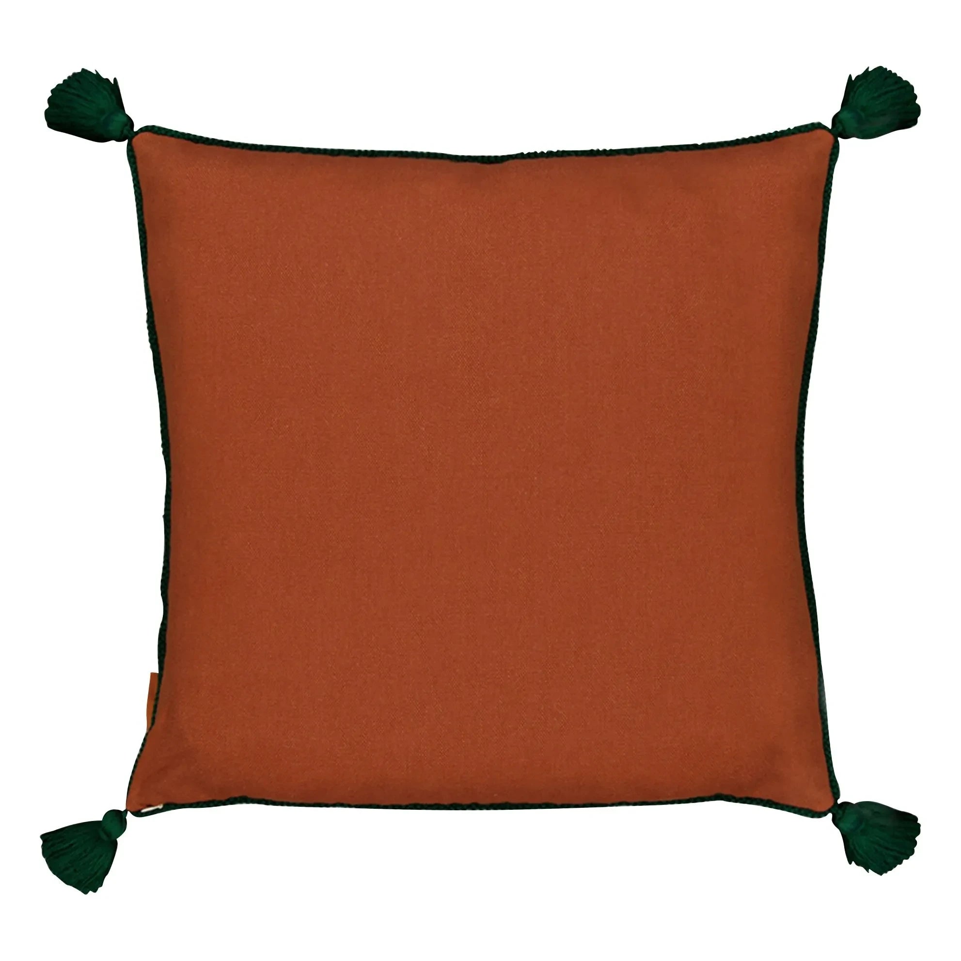 House of Capricorn - Cojín de lino bordado con pompón Viana | Rojo ladrillo