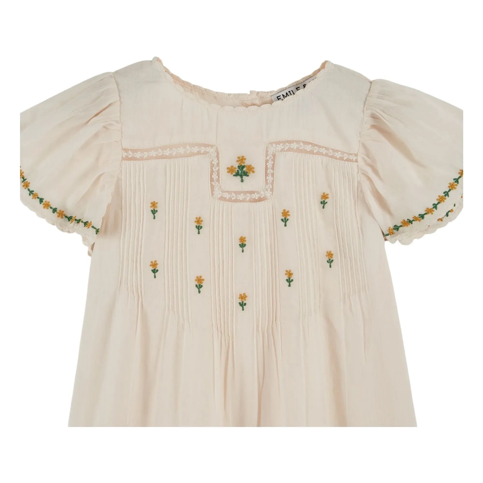 Emile et Ida - Vestido con bordado floral | Crema