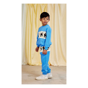 Mini Rodini - Sudadera de algodón orgánico con estampado de pantera | Azul celeste
