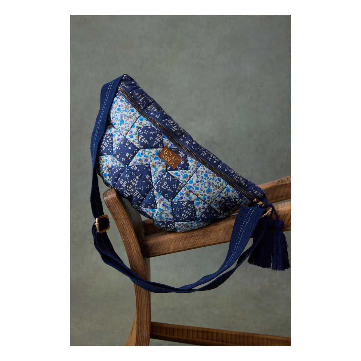 Louise Misha - Riñonera Gaby Midnight Star Patchwork Algodón Orgánico - Colección Mujer | Azul