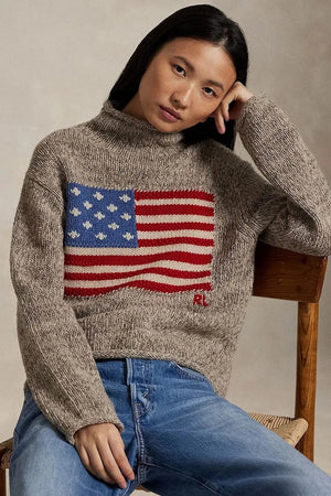 Polo Ralph Lauren jersey de mujer de cuello vuelto bajo de lana