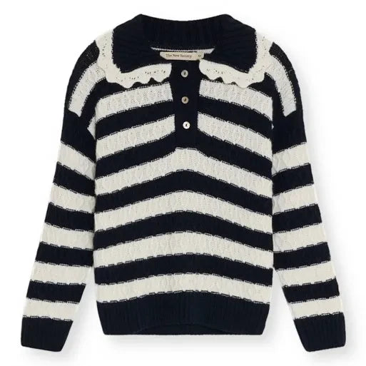 the new society - Peter Pan Collar Reverie Polo Shirt | Black