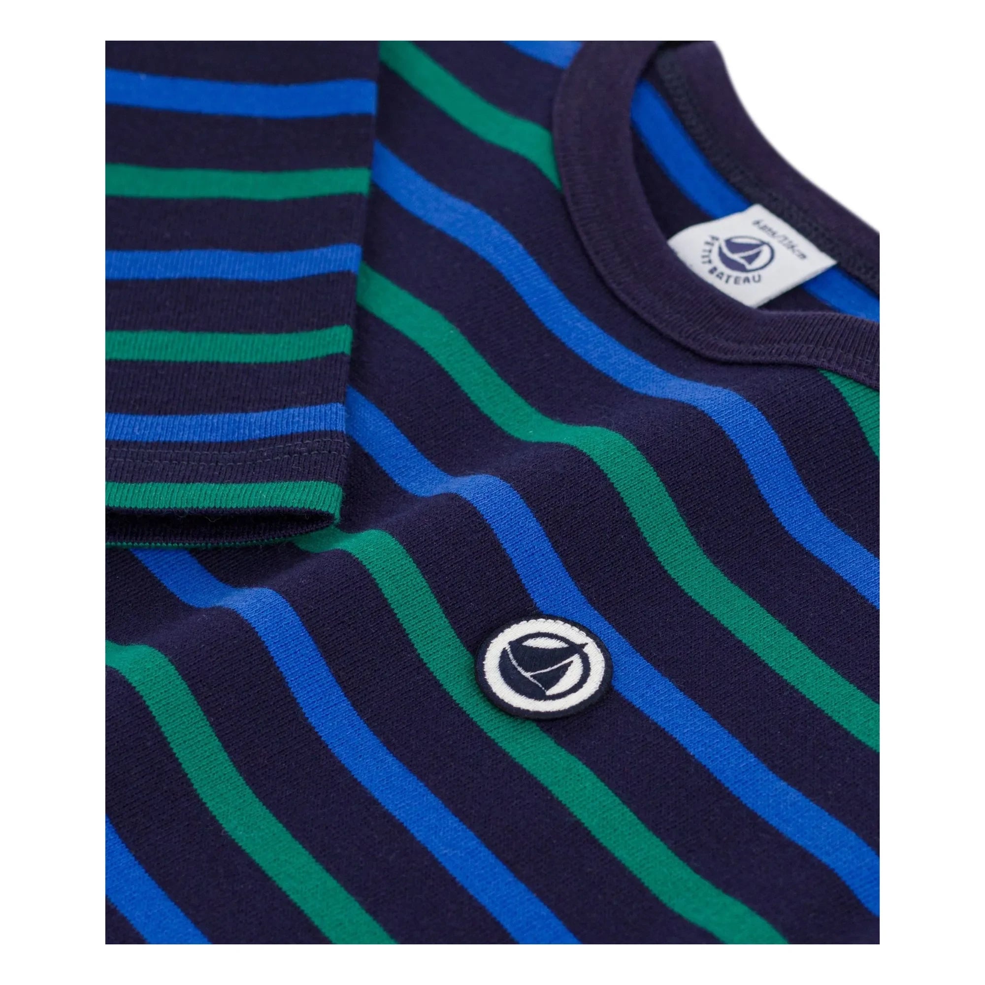 Petit Bateau - Camiseta marinera con insignia | Azul