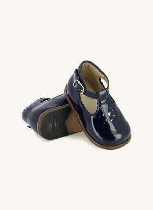 Tartine et Chocolat - Zapatos de bebé de piel charolada con lazo | Azul marino
