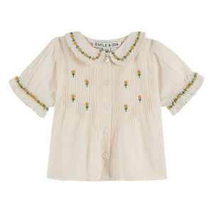 Emile et Ida - Blusa bordada con flores | Crema