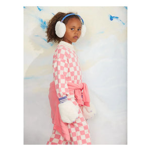 Mini Rodini - Organik Pamuklu File Damier Pantolon | Pembe