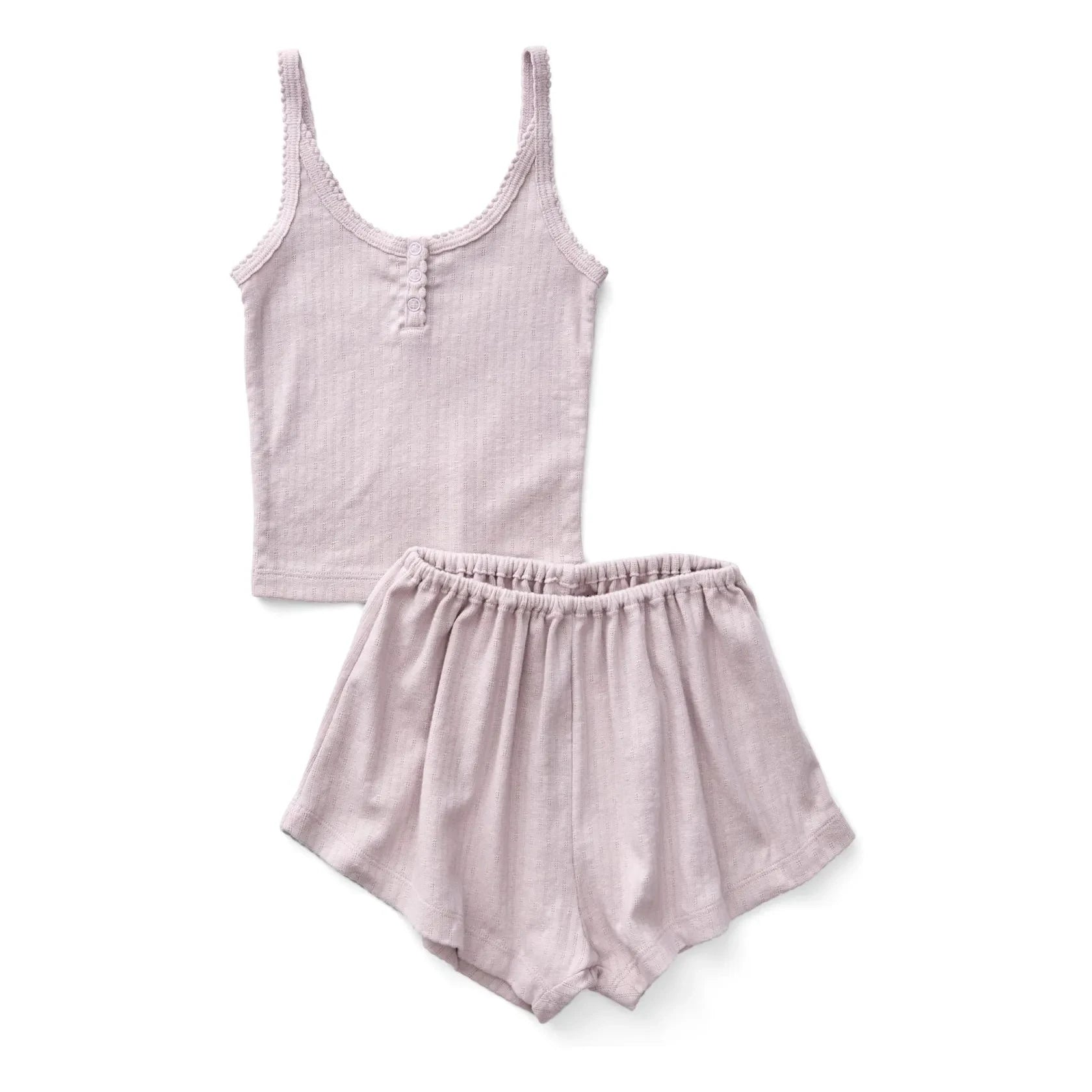 Soor Ploom - Conjunto de camiseta de tirantes y pantalón corto de algodón orgánico favoritos | Rosa beige