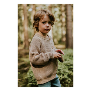 Yuki - Organik Pamuk Raglan Hırka | Bej