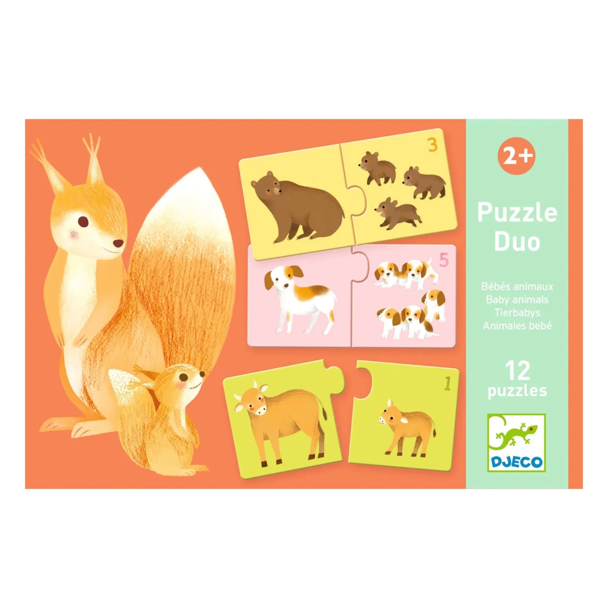 Djeco - Puzles de Dúos y Tríos de Animales Bebé
