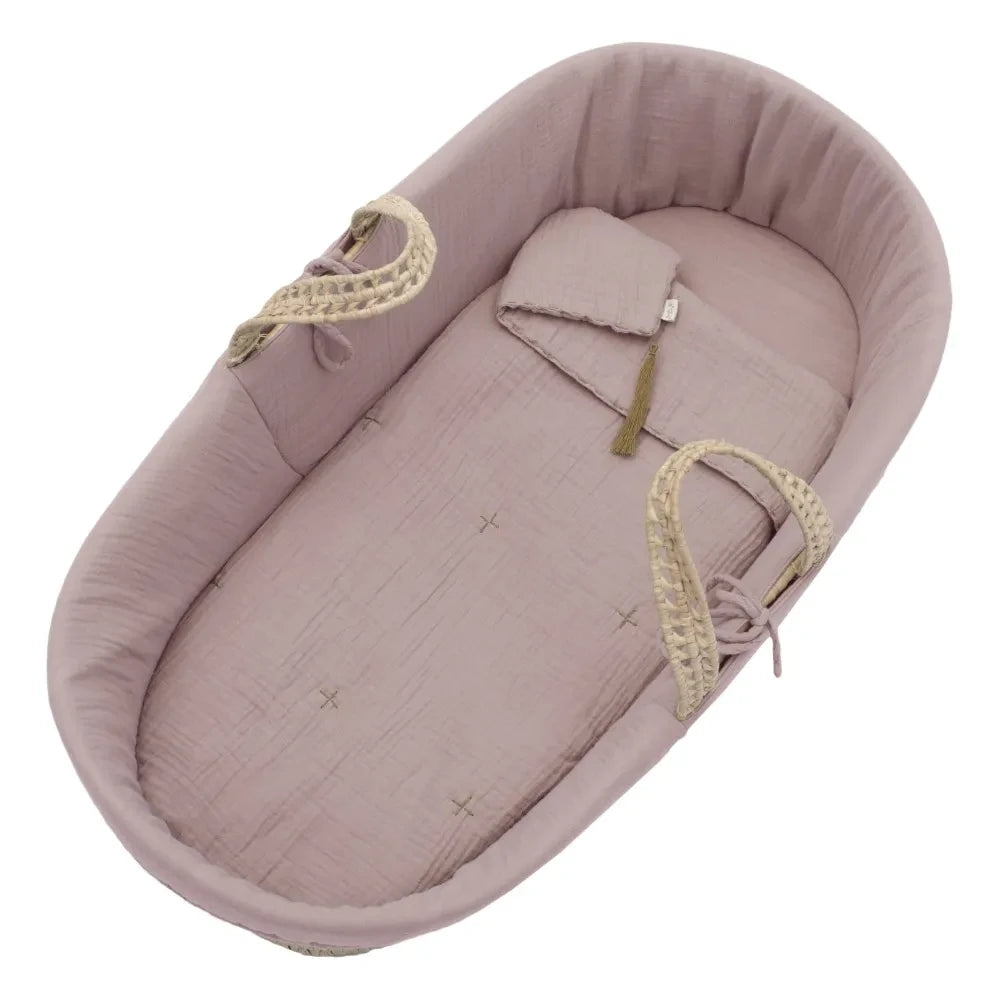 Numero 74 - Ropa de cama de algodón orgánico para Moisés | Rosa Empolvado S007