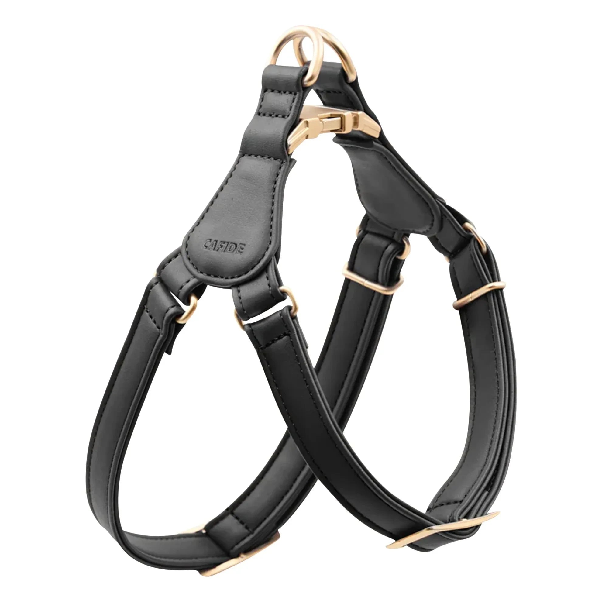 Cafide - Collar de perro vegano de piel Step in | Negro