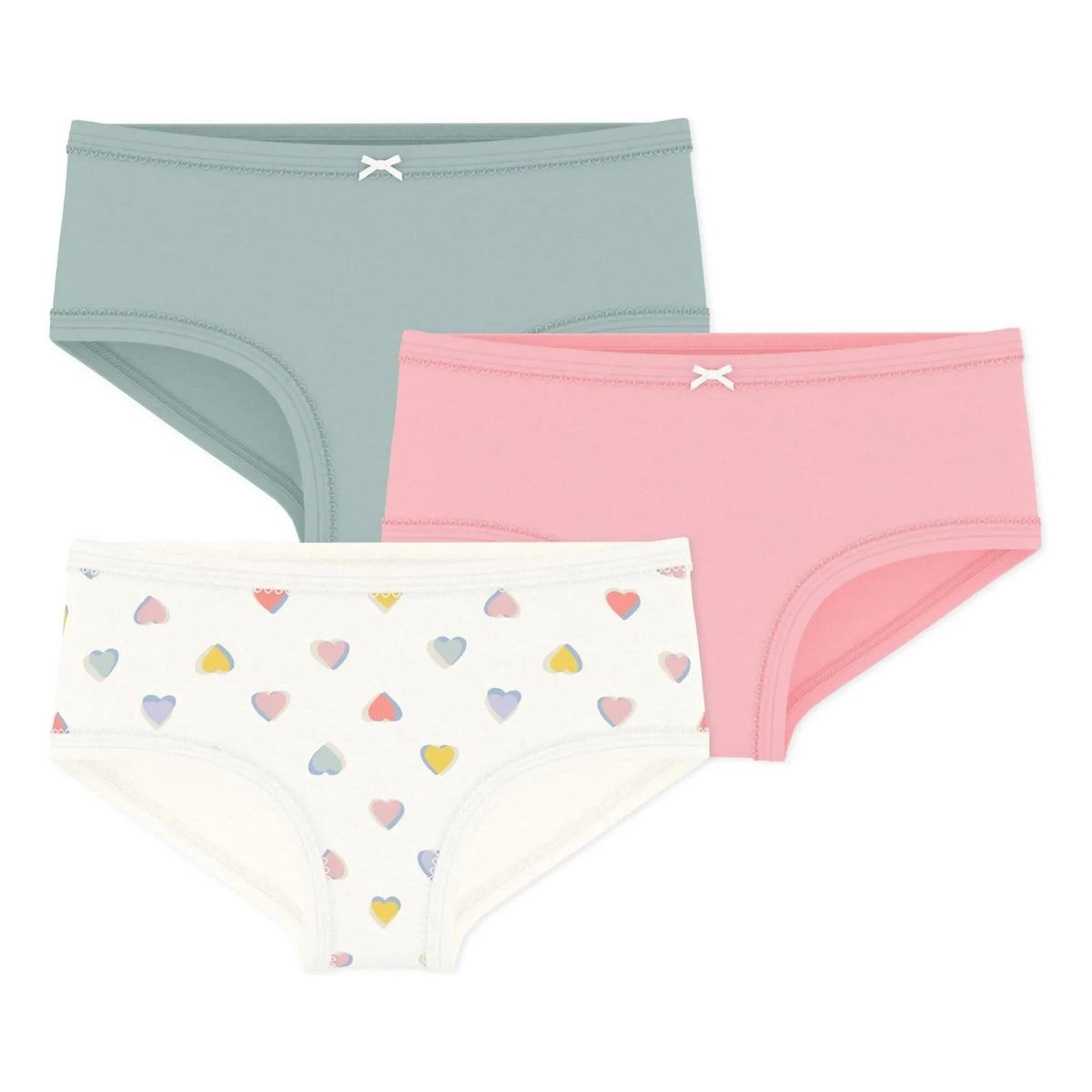 Petit Bateau - Braguitas de algodón orgánico de talle alto (pack de 3) | Rosa