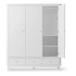 Oliver Furniture - Armario de Abedul de 3 Puertas 204 x 168 cm | Blanco