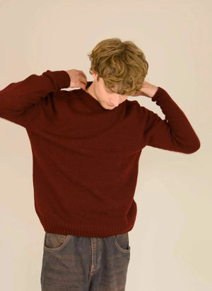 Origin Knitwear - Suéter de Lana Sin Costuras | Burdeos