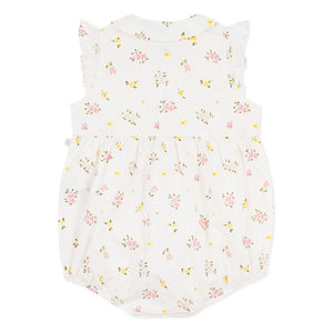Petit Bateau - Peto de seersucker blanco de algodón orgánico con estampado floral