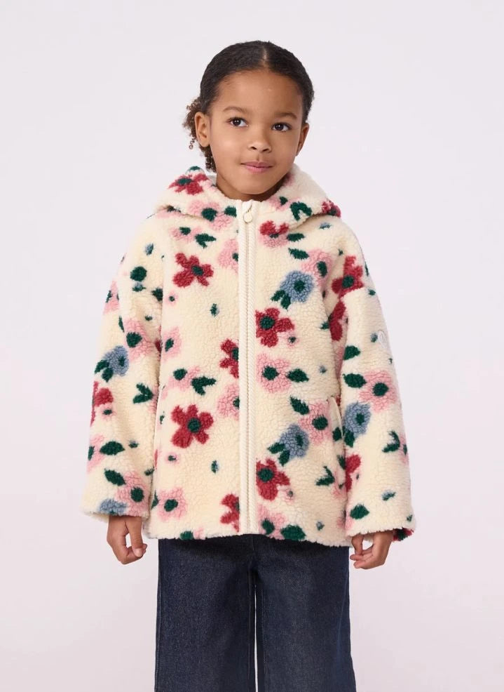 Petit Bateau - Chaqueta sherpa con estampado de flores | Ecru