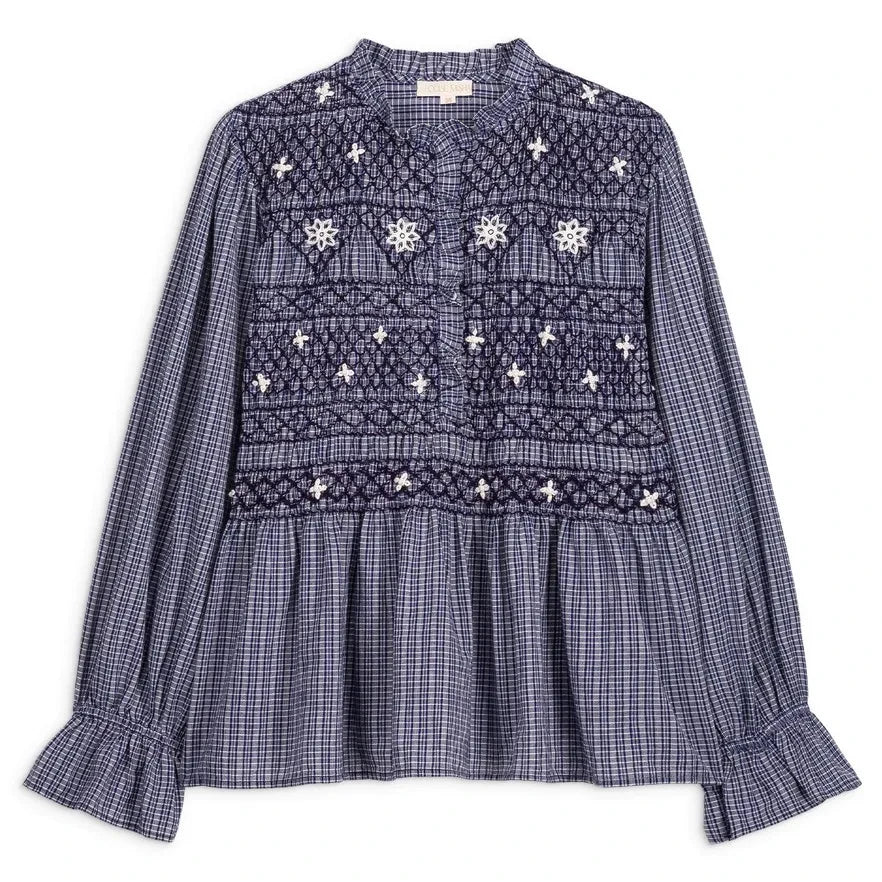 Louise Misha - Blusa Ileana de algodón orgánico | Índigo