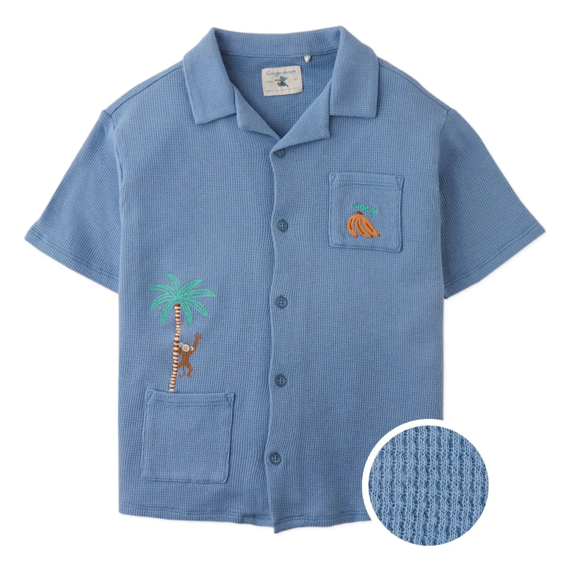 Gingersnaps - Tommy Monkey Camisa con relieve | Azul