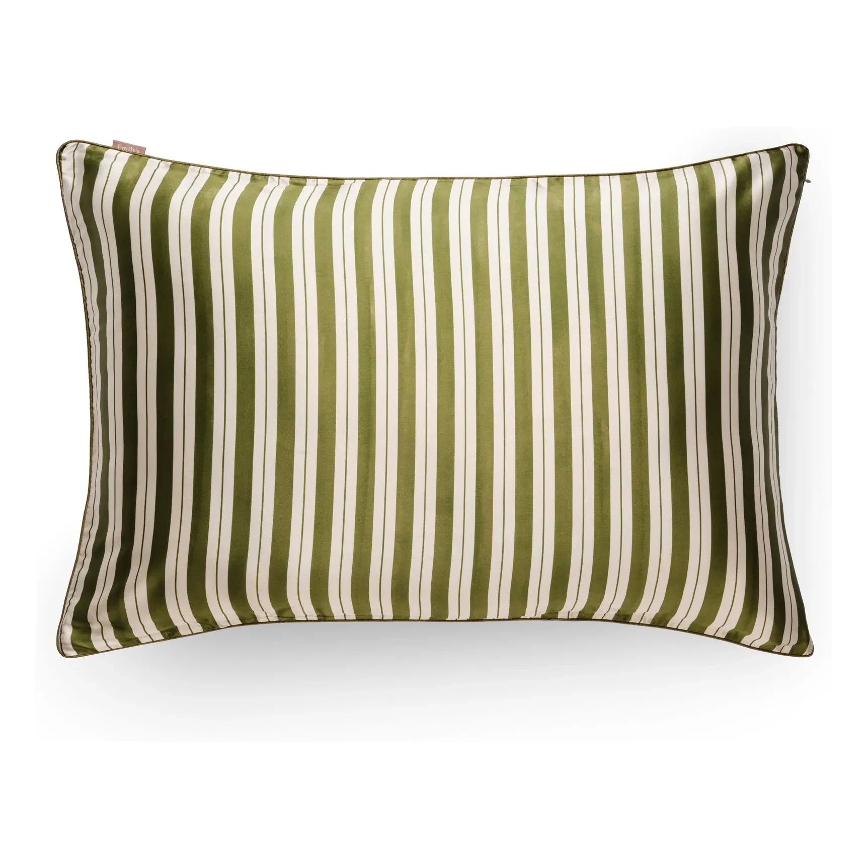 Emily's Pillow - Funda de almohada de seda de morera estampada a rayas | Verde