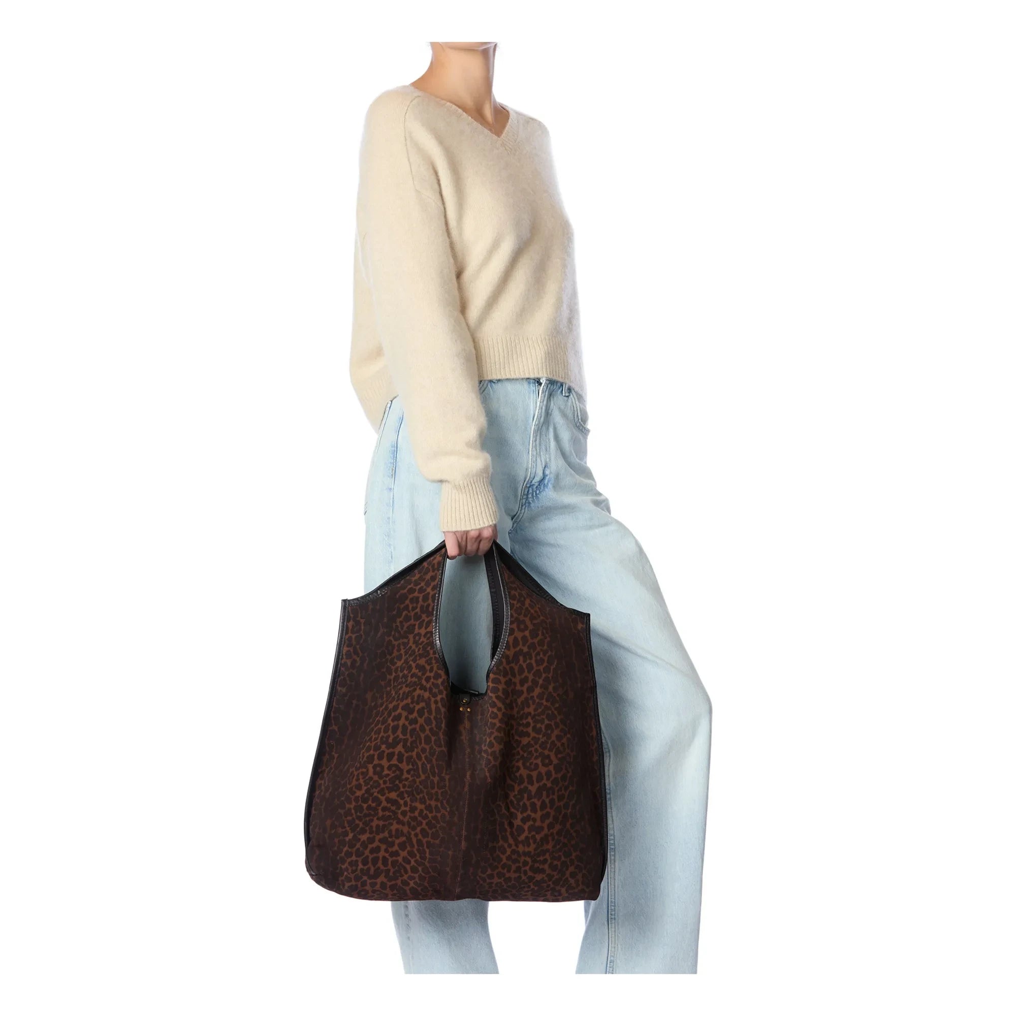 Jérôme Dreyfuss - Bolso de leopardo de terciopelo Paco | Marrón