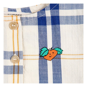 Bobo Choses - Vestido de bebé de algodón orgánico con estampado tartán | Crudo