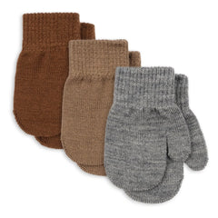 Konges Sløjd - Guantes de Lana Filla de 3 Pares | Marrón