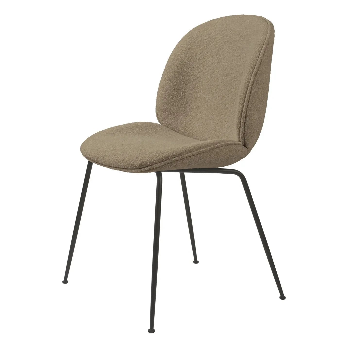 Silla Beetle Gubi - tapicería en bouclé claro, base negra - GamFratesi | Marrón topo