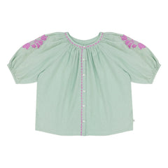 Jenest - Blusa bordada Colette Keten | Verde almendra