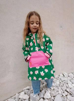 Hello Hossy - Capa de Lluvia con Estampado de Flores | Verde