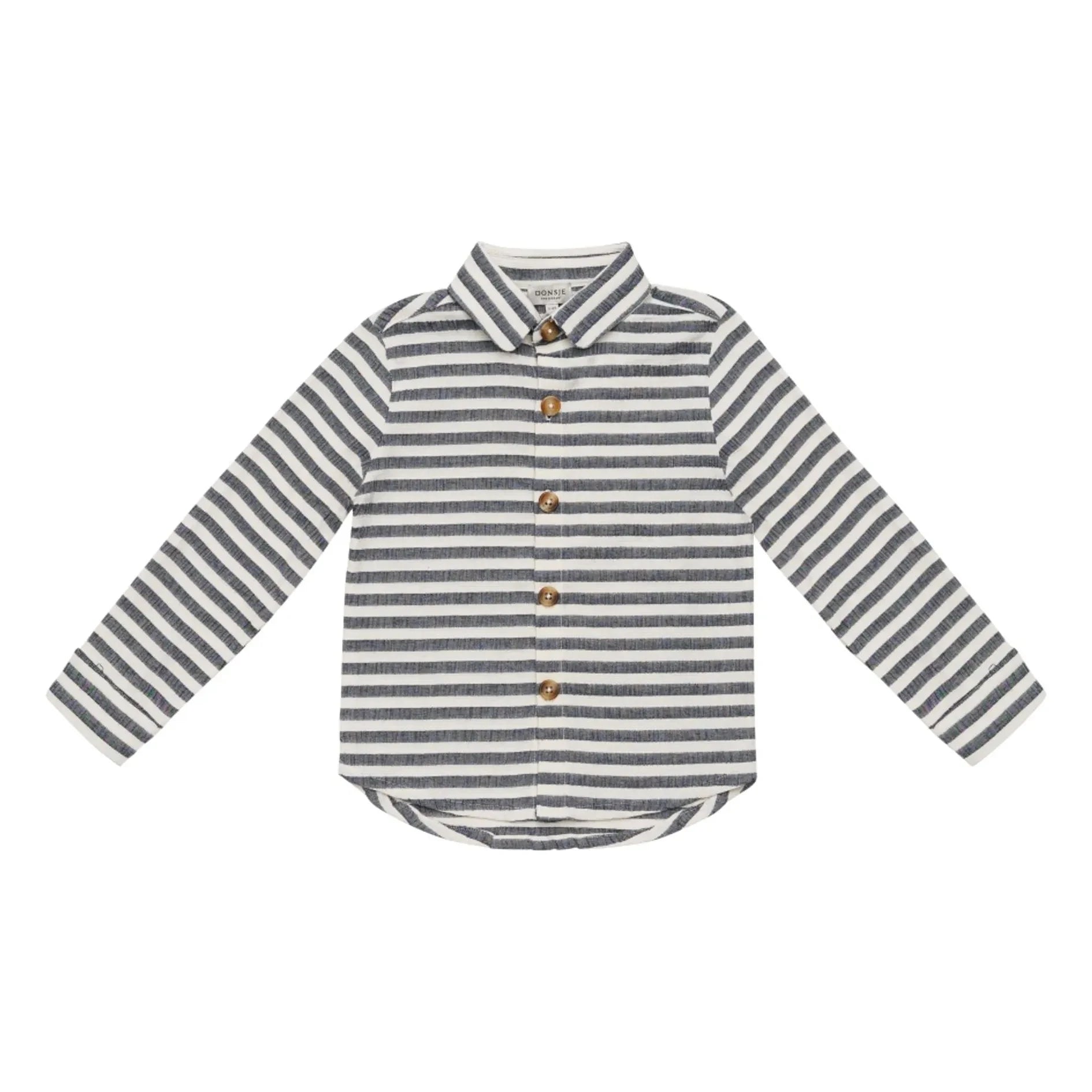 Donsje - Camisa de algodón orgánico a rayas Leom | Azul marino