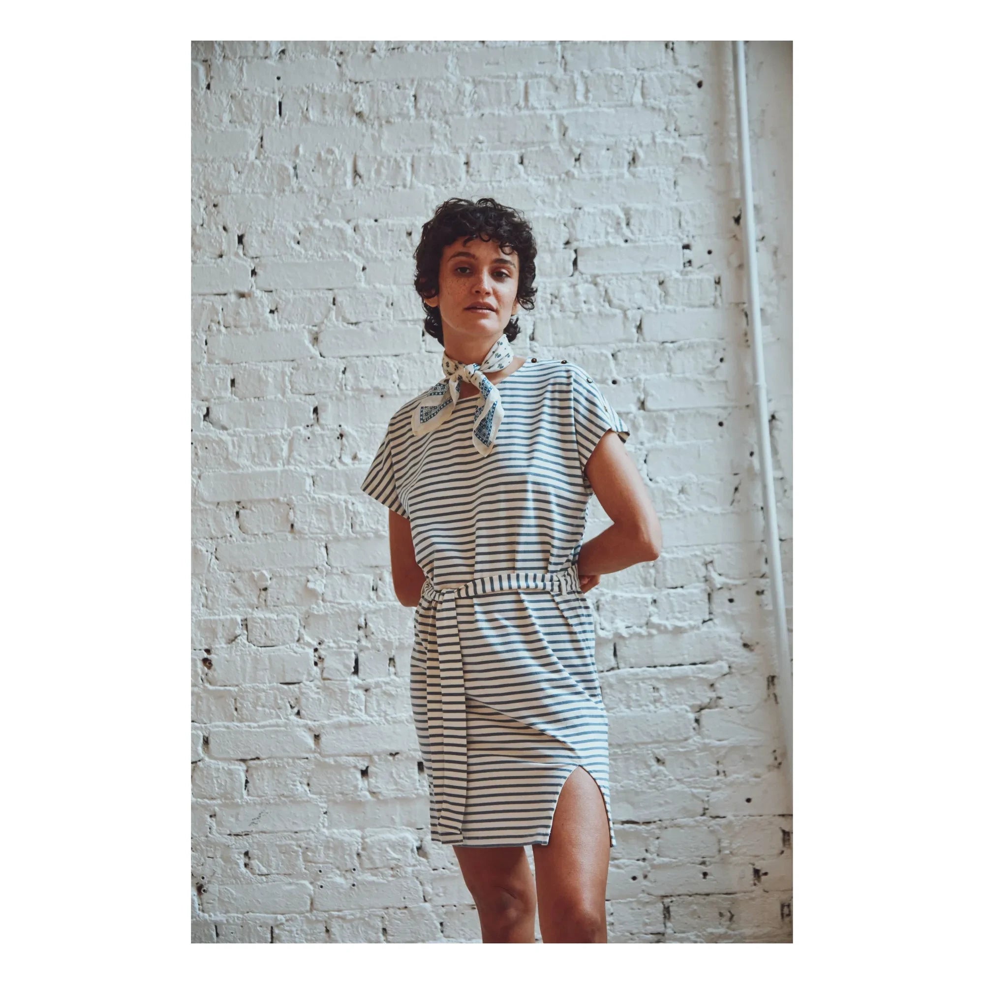 Emile et Ida - Vestido de rayas Bénédicte Algodón orgánico | Azul